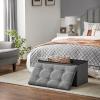imageSONGMICS MAZIE Collection  30 Inches Ottoman Storage Bench 21 Gal Folding Chest with Breathable LinenLook Fabric Load up to 660 lb for Entryway Living Room Bedroom Light Gray ULSF001G02Dark Gray