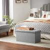 imageSONGMICS MAZIE Collection  30 Inches Ottoman Storage Bench 21 Gal Folding Chest with Breathable LinenLook Fabric Load up to 660 lb for Entryway Living Room Bedroom Light Gray ULSF001G02Light Gray