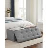 imageSONGMICS MAZIE Collection  30 Inches Ottoman Storage Bench 21 Gal Folding Chest with Breathable LinenLook Fabric Load up to 660 lb for Entryway Living Room Bedroom Light Gray ULSF001G02Light Gray