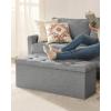 imageSONGMICS MAZIE Collection  30 Inches Ottoman Storage Bench 21 Gal Folding Chest with Breathable LinenLook Fabric Load up to 660 lb for Entryway Living Room Bedroom Light Gray ULSF001G02Light Gray