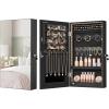 imageSONGMICS Mirror Jewelry Cabinet Armoire with Builtin LED Lights Wall or Door Mounted Jewelry Storage Organizer 38 x 146 x 264 Inches Hanging Mirror Cabinet Gift Idea White UJJC050W01Black