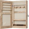 imageSONGMICS Mirror Jewelry Cabinet Armoire with Builtin LED Lights Wall or Door Mounted Jewelry Storage Organizer 38 x 146 x 264 Inches Hanging Mirror Cabinet Gift Idea White UJJC050W01Camel Brown