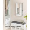 imageSONGMICS Mirror Jewelry Cabinet Armoire with Builtin LED Lights Wall or Door Mounted Jewelry Storage Organizer 38 x 146 x 264 Inches Hanging Mirror Cabinet Gift Idea White UJJC050W01Black