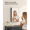 imageSONGMICS Mirror Jewelry Cabinet Armoire with Builtin LED Lights Wall or Door Mounted Jewelry Storage Organizer 38 x 146 x 264 Inches Hanging Mirror Cabinet Gift Idea White UJJC050W01Black