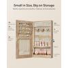 imageSONGMICS Mirror Jewelry Cabinet Armoire with Builtin LED Lights Wall or Door Mounted Jewelry Storage Organizer 38 x 146 x 264 Inches Hanging Mirror Cabinet Gift Idea White UJJC050W01Camel Brown