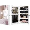 imageSONGMICS Mirror Jewelry Cabinet Armoire with Builtin LED Lights Wall or Door Mounted Jewelry Storage Organizer 38 x 146 x 264 Inches Hanging Mirror Cabinet Gift Idea White UJJC050W01White