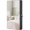 imageSONGMICS Mirror Jewelry Cabinet Armoire with Builtin LED Lights Wall or Door Mounted Jewelry Storage Organizer 38 x 146 x 264 Inches Hanging Mirror Cabinet Gift Idea White UJJC050W01Black