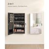 imageSONGMICS Mirror Jewelry Cabinet Armoire with Builtin LED Lights Wall or Door Mounted Jewelry Storage Organizer 38 x 146 x 264 Inches Hanging Mirror Cabinet Gift Idea White UJJC050W01Black