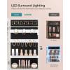 imageSONGMICS Mirror Jewelry Cabinet Armoire with Builtin LED Lights Wall or Door Mounted Jewelry Storage Organizer 38 x 146 x 264 Inches Hanging Mirror Cabinet Gift Idea White UJJC050W01White