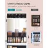 imageSONGMICS Mirror Jewelry Cabinet Standing Armoire Organizer Jewelry Storage with FullLength Frameless LED Lights Builtin Makeup Mirror 2 Drawers Lockable White UJJC023W01White