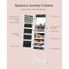 imageSONGMICS Mirror Jewelry Cabinet Standing Armoire Organizer Jewelry Storage with FullLength Frameless LED Lights Builtin Makeup Mirror 2 Drawers Lockable White UJJC023W01White