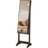 imageSONGMICS Mirror Jewelry Cabinet Standing Armoire Organizer Jewelry Storage with FullLength Frameless LED Lights Builtin Makeup Mirror 2 Drawers Lockable White UJJC023W01Brown