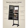 imageSONGMICS Mirror Jewelry Cabinet Standing Armoire Organizer Jewelry Storage with FullLength Frameless LED Lights Builtin Makeup Mirror 2 Drawers Lockable White UJJC023W01Black