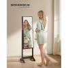 imageSONGMICS Mirror Jewelry Cabinet Standing Armoire Organizer Jewelry Storage with FullLength Frameless LED Lights Builtin Makeup Mirror 2 Drawers Lockable White UJJC023W01Brown