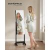 imageSONGMICS Mirror Jewelry Cabinet Standing Armoire Organizer Jewelry Storage with FullLength Frameless LED Lights Builtin Makeup Mirror 2 Drawers Lockable White UJJC023W01Black