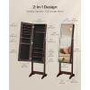 imageSONGMICS Mirror Jewelry Cabinet Standing Armoire Organizer Jewelry Storage with FullLength Frameless LED Lights Builtin Makeup Mirror 2 Drawers Lockable White UJJC023W01Brown