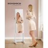 imageSONGMICS Mirror Jewelry Cabinet Standing Armoire Organizer Jewelry Storage with FullLength Frameless LED Lights Builtin Makeup Mirror 2 Drawers Lockable White UJJC023W01White
