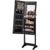 imageSONGMICS Mirror Jewelry Cabinet Standing Armoire Organizer Jewelry Storage with FullLength Frameless LED Lights Builtin Makeup Mirror 2 Drawers Lockable White UJJC023W01Black