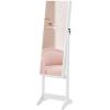 imageSONGMICS Mirror Jewelry Cabinet Standing Armoire Organizer Jewelry Storage with FullLength Frameless LED Lights Builtin Makeup Mirror 2 Drawers Lockable White UJJC023W01White