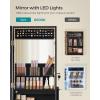 imageSONGMICS Mirror Jewelry Cabinet Standing Armoire Organizer Jewelry Storage with FullLength Frameless LED Lights Builtin Makeup Mirror 2 Drawers Lockable White UJJC023W01Black
