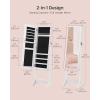 imageSONGMICS Mirror Jewelry Cabinet Standing Armoire Organizer Jewelry Storage with FullLength Frameless LED Lights Builtin Makeup Mirror 2 Drawers Lockable White UJJC023W01White