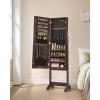 imageSONGMICS Mirror Jewelry Cabinet Standing Armoire Organizer Jewelry Storage with FullLength Frameless LED Lights Builtin Makeup Mirror 2 Drawers Lockable White UJJC023W01Brown