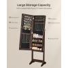 imageSONGMICS Mirror Jewelry Cabinet Standing Armoire Organizer Jewelry Storage with FullLength Frameless LED Lights Builtin Makeup Mirror 2 Drawers Lockable White UJJC023W01Brown