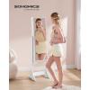 imageSONGMICS Mirror Jewelry Cabinet Standing Armoire Organizer Jewelry Storage with FullLength Frameless LED Lights Builtin Makeup Mirror 2 Drawers Lockable White UJJC023W01White