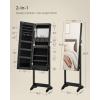 imageSONGMICS Mirror Jewelry Cabinet Standing Armoire Organizer Jewelry Storage with FullLength Frameless LED Lights Builtin Makeup Mirror 2 Drawers Lockable White UJJC023W01Black
