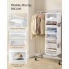 imageSONGMICS Set of 2 Hanging Closet Organizers 6Tier Fabric Storage Shelf Separable Closet Hanging Shelf with Side Pockets Foldable Metal Hooks and Bamboo Inserts Dove Gray URCH008G01Cloud White