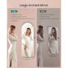 imageSONGMICS Wide Jewelry Organizer LED Jewelry Cabinet WallDoor Mounted Arched Mirror with Storage Lockable Rounded Corner Interior Mirror Gift for Mom 39 x 165 x 425 Inches Cloud WhiteCloud White