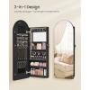 imageSONGMICS Wide Jewelry Organizer LED Jewelry Cabinet WallDoor Mounted Arched Mirror with Storage Lockable Rounded Corner Interior Mirror Gift for Mom 39 x 165 x 425 Inches Cloud WhiteInk Black