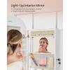 imageSONGMICS Wide Jewelry Organizer LED Jewelry Cabinet WallDoor Mounted Arched Mirror with Storage Lockable Rounded Corner Interior Mirror Gift for Mom 39 x 165 x 425 Inches Cloud WhiteCloud White