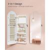 imageSONGMICS Wide Jewelry Organizer LED Jewelry Cabinet WallDoor Mounted Arched Mirror with Storage Lockable Rounded Corner Interior Mirror Gift for Mom 39 x 165 x 425 Inches Cloud WhiteCloud White