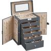 imageSONGMICS 6 Tier Jewelry Box Jewelry Storage Organizer with 5 Drawers Large Storage Capacity with Mirror Lockable Jewelry Case Mothers Day Gift for Mom For Watches Black UJBC152B01Gray