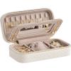 imageSONGMICS HOME Travel Jewelry Case Jewelry Organizer Box with Mirror Jewelry Pouch Woven Embossed PU Leather Hard Shell Large Capacity Gift Idea Ink Black UJBC204B01Cloud White