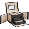 imageSONGMICS Jewelry Box Lockable Jewelry Storage Organizer Jewelry Case with Glass Window for Rings Earrings Studs Bracelets Necklaces Black UJBC158B01Black
