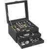 imageSONGMICS Jewelry Box Lockable Jewelry Storage Organizer Jewelry Case with Glass Window for Rings Earrings Studs Bracelets Necklaces Black UJBC158B01Gray