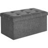 imageSONGMICS MAZIE Collection  30 Inches Ottoman Storage Bench 21 Gal Folding Chest with Breathable LinenLook Fabric Load up to 660 lb for Entryway Living Room Bedroom Light Gray ULSF001G02Dark Gray