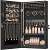 imageSONGMICS Mirror Jewelry Cabinet Armoire with Builtin LED Lights Wall or Door Mounted Jewelry Storage Organizer 38 x 146 x 264 Inches Hanging Mirror Cabinet Gift Idea White UJJC050W01Black