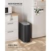 imageSONGMICS 13Gallon Dual Kitchen Trash Can 53 and 8 Gallon Compartments Garbage Can with Wing Lids Stainless Steel Soft Close Inner Buckets Metallic Silver ULTB570E50Ink Black  Metallic Silver