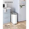 imageSONGMICS 13Gallon Dual Kitchen Trash Can 53 and 8 Gallon Compartments Garbage Can with Wing Lids Stainless Steel Soft Close Inner Buckets Metallic Silver ULTB570E50Cloud White  Metallic Silver
