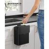 imageSONGMICS Hanging Trash Can 21Gallon 8 L Small Kitchen Garbage Can with Lid Cabinet Door Hanging or WallMounted with Hooks for Under Sink Bathrooms Metallic Silver ULTB810E08Ink Black