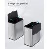 imageSONGMICS Hanging Trash Can 21Gallon 8 L Small Kitchen Garbage Can with Lid Cabinet Door Hanging or WallMounted with Hooks for Under Sink Bathrooms Metallic Silver ULTB810E08Metallic Silver