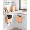 imageSONGMICS Hanging Trash Can 21Gallon 8 L Small Kitchen Garbage Can with Lid Cabinet Door Hanging or WallMounted with Hooks for Under Sink Bathrooms Metallic Silver ULTB810E08Peach Fuzz