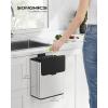 imageSONGMICS Hanging Trash Can 21Gallon 8 L Small Kitchen Garbage Can with Lid Cabinet Door Hanging or WallMounted with Hooks for Under Sink Bathrooms Metallic Silver ULTB810E08Metallic Silver