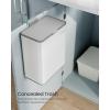 imageSONGMICS Hanging Trash Can 21Gallon 8 L Small Kitchen Garbage Can with Lid Cabinet Door Hanging or WallMounted with Hooks for Under Sink Bathrooms Metallic Silver ULTB810E08Cloud White