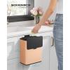 imageSONGMICS Hanging Trash Can 21Gallon 8 L Small Kitchen Garbage Can with Lid Cabinet Door Hanging or WallMounted with Hooks for Under Sink Bathrooms Metallic Silver ULTB810E08Peach Fuzz
