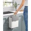imageSONGMICS Hanging Trash Can 21Gallon 8 L Small Kitchen Garbage Can with Lid Cabinet Door Hanging or WallMounted with Hooks for Under Sink Bathrooms Metallic Silver ULTB810E08Cloud White