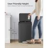 imageSONGMICS Kitchen Trash Can 105Gallon 40L Garbage Can with Lid and Wide Foot Pedal Soft Close and Stays Open Silver ULTB541E40Black